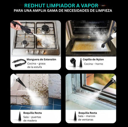 Limpiador a Vapor Portátil con 14 Accesorios para Auto, Baño, Cocina y Tapicería | VAPORLYX™
